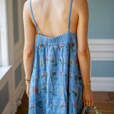 Petals & Plans Dress, Denim Blue/Multi