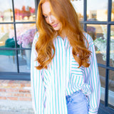 Strawberry Matcha Relaxed Button Down, Pink/Green