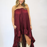 Sideline Sass High Low Dress, Maroon