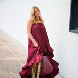 Sideline Sass High Low Dress, Maroon