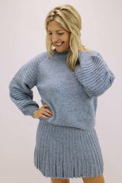 Gabrielle Knit Skirt, Dusty Blue