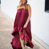 Sideline Sass High Low Dress, Maroon