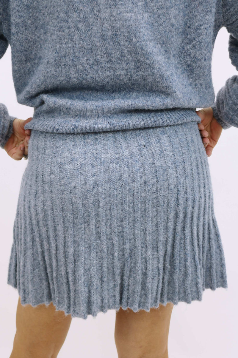 Gabrielle Knit Skirt, Dusty Blue