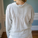 Striped Linen Laurel Button Down Top, Ivory Combo