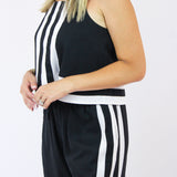 Long Weekend Colorblock Stripe Tank, Black
