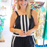Long Weekend Colorblock Stripe Tank, Black