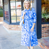 Minna Dress, Flora Blockprint Peri