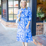 Minna Dress, Flora Blockprint Peri