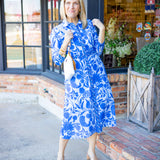Minna Dress, Flora Blockprint Peri