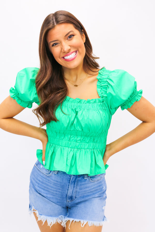 Green With Envy Babydoll Top