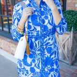 Minna Dress, Flora Blockprint Peri