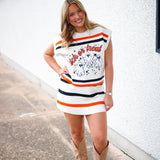 Trick or Treat Top, White Black & Orange Stripe