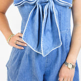 Home Team Denim Romper, Medium Wash