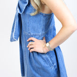 Home Team Denim Romper, Medium Wash