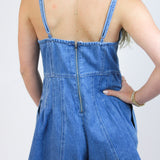 Home Team Denim Romper, Medium Wash