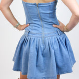 Yes Pleats Denim Mini Dress, Light Wash