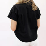 Boxy Two Pocket Short Sleeve Shirt, Black