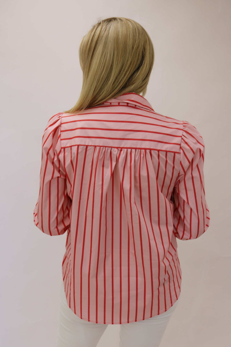 Candy Stripe Button Down, Pink/Red Combo