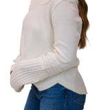 Swinging Cable Cuff Sweater, Ivory Combo