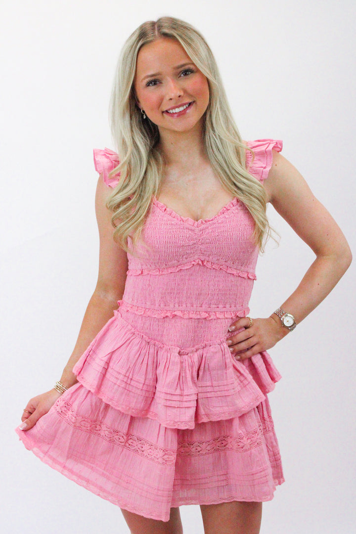 Lovine Cotton Smocked Mini Dress, Strawberry Spring