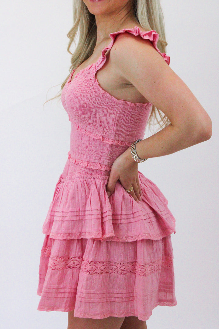 Lovine Cotton Smocked Mini Dress, Strawberry Spring