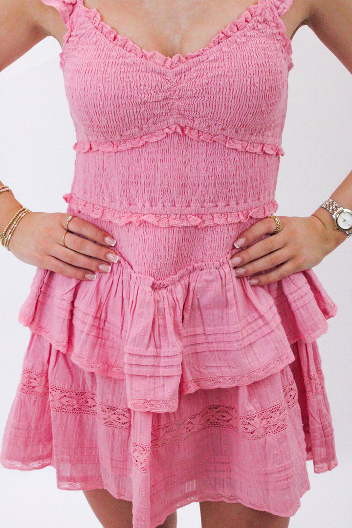 Lovine Cotton Smocked Mini Dress, Strawberry Spring