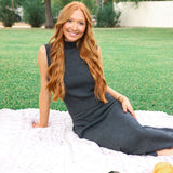 Deora Midi Sweater Skirt, Charcoal