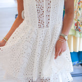 Deasia Strapless Eyelet Mini Dress, White