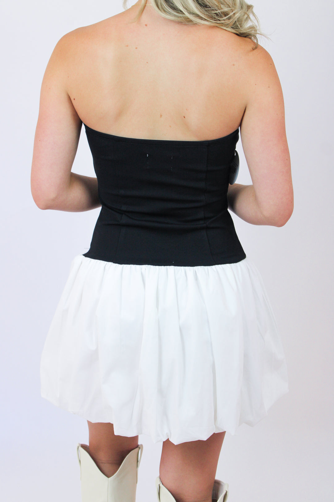 Sideline Sweetheart Dress, Black/White