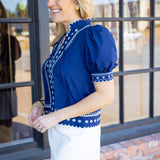 Anchor Away Blouse, Navy