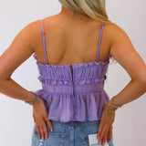 Sylvan Shirred Peplum Top, Lilac