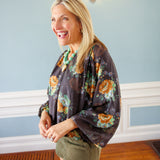 Autumn Breeze Floral Top, Brown