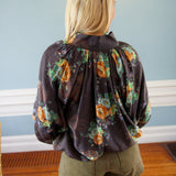 Autumn Breeze Floral Top, Brown