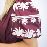 Campus Classic Tiered Mini Dress, Maroon