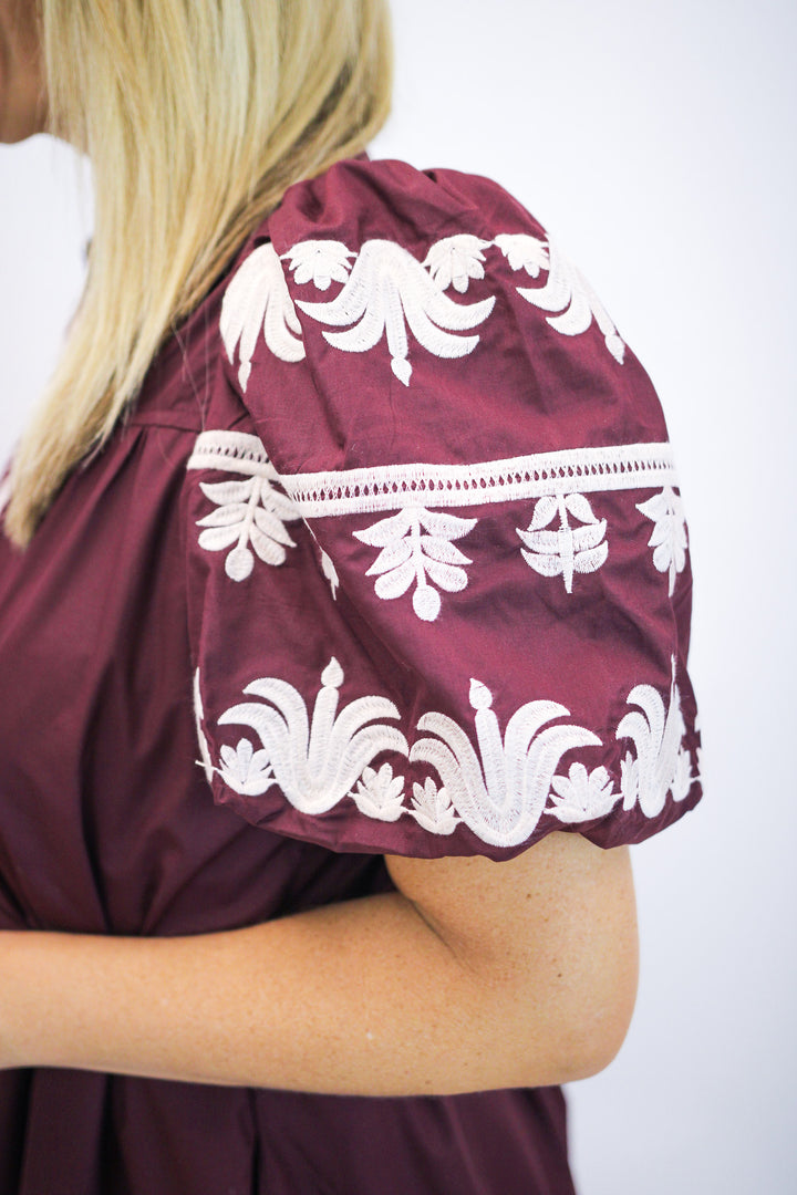 Campus Classic Tiered Mini Dress, Maroon