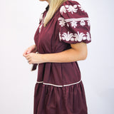 Campus Classic Tiered Mini Dress, Maroon