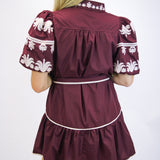 Campus Classic Tiered Mini Dress, Maroon