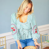 Poppy Field Blouse, Heather Green