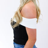 Rochelle Contrast Sweater Top, Black/White