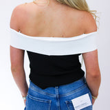 Rochelle Contrast Sweater Top, Black/White