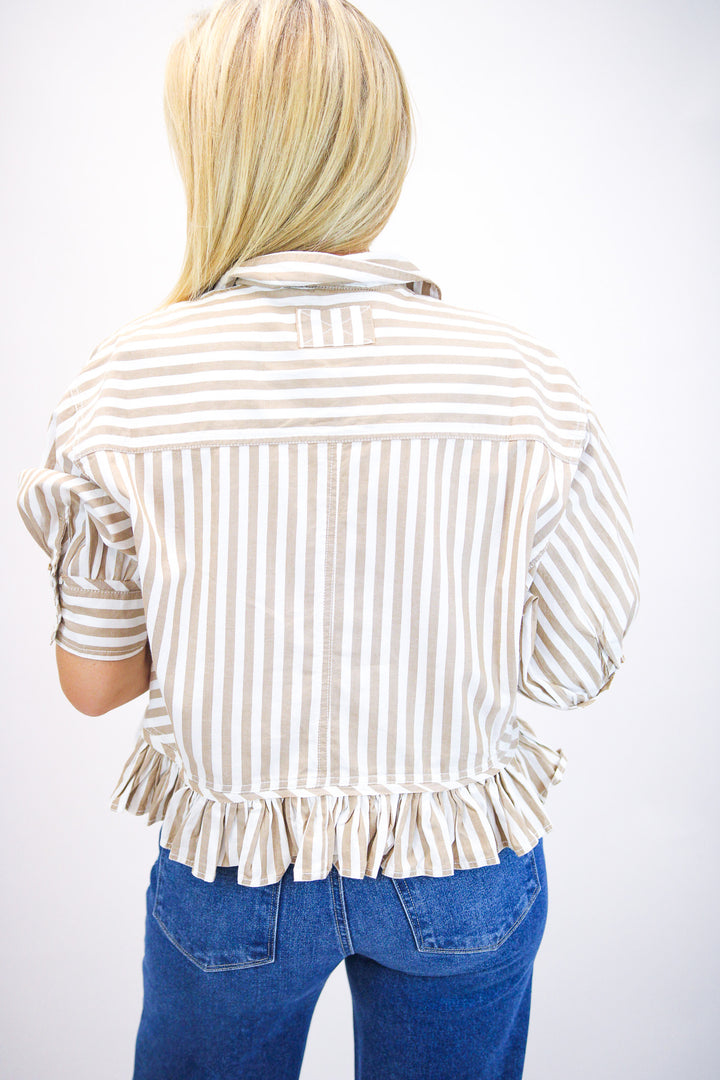 Bailey Stripe Shirt, Neutral Combo