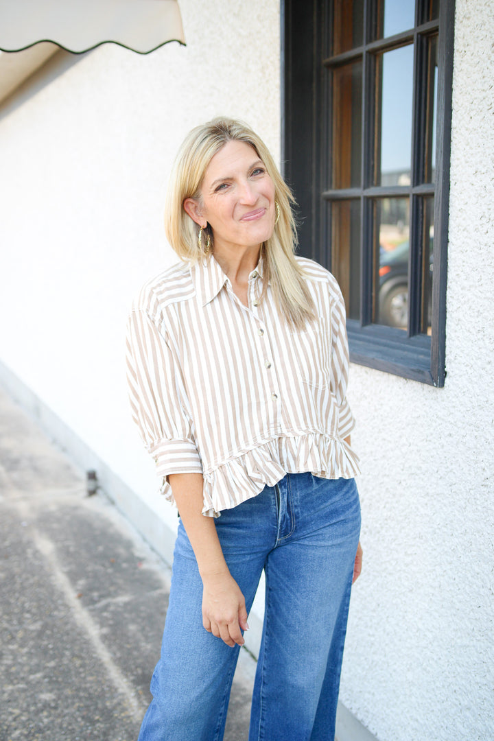 Bailey Stripe Shirt, Neutral Combo