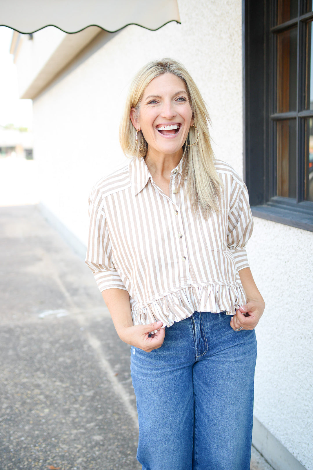 Bailey Stripe Shirt, Neutral Combo