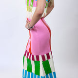 Colorblock Stripe Knit Midi Dress, Multi