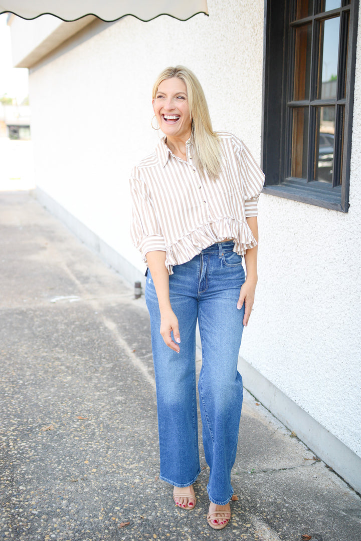 Bailey Stripe Shirt, Neutral Combo