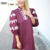 Campus Classic Balloon Sleeve Mini Dress, Maroon