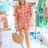 Tropical Tapestry Romper, Red