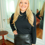 Paola Turtleneck Blouse, Black
