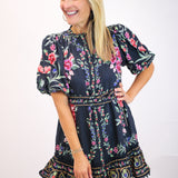 Belle Garden Mini Dress, Black