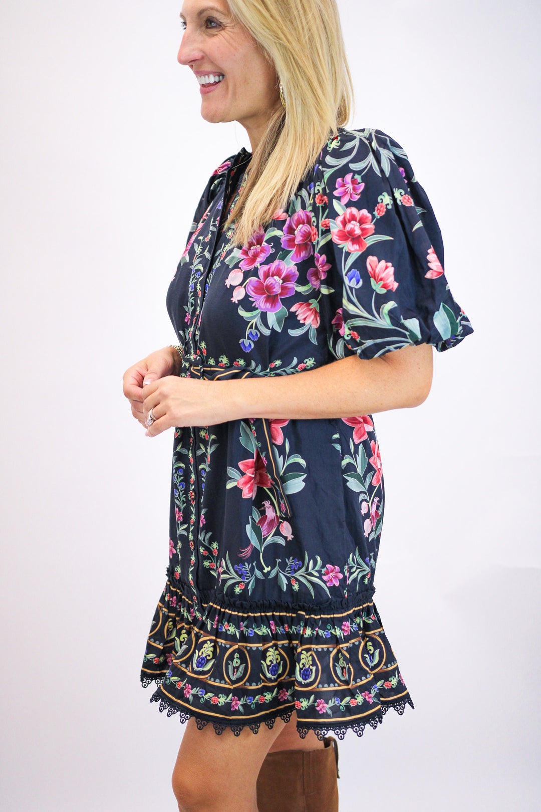 Belle Garden Mini Dress, Black